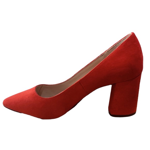 Kelly and Kate micro suede shoes block heels rosewell rosey red size 8